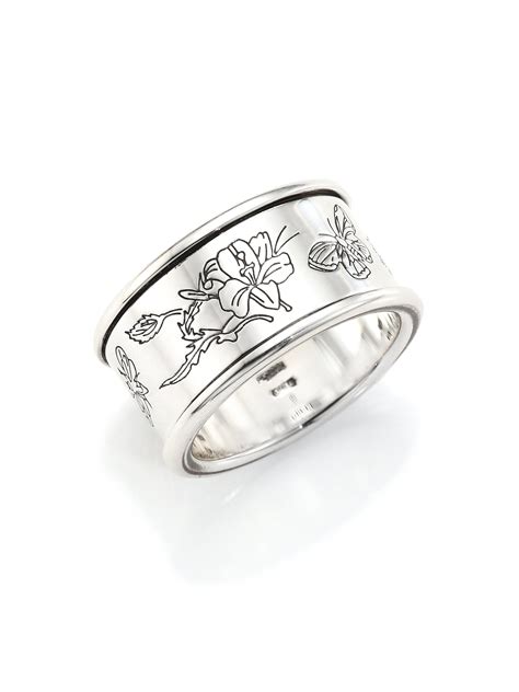 gucci flora ring in sterling silver|gucci trademark ring.